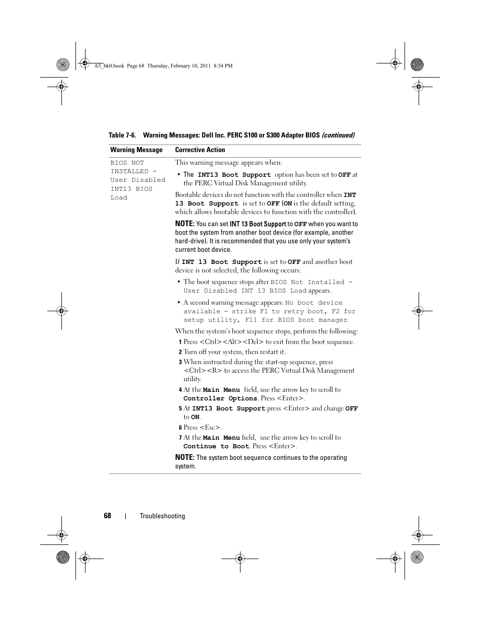 2 turn off your system, then restart it, 6 press <esc | Dell PowerEdge RAID Controller S300 User Manual | Page 68 / 110