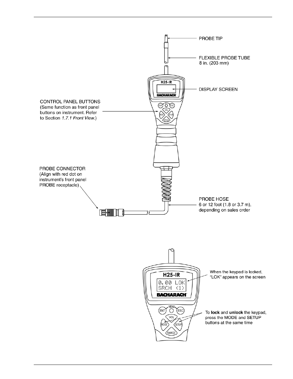 6 smart probe, 7 smart probe keylock function | Bacharach H25-IR User Manual | Page 15 / 69