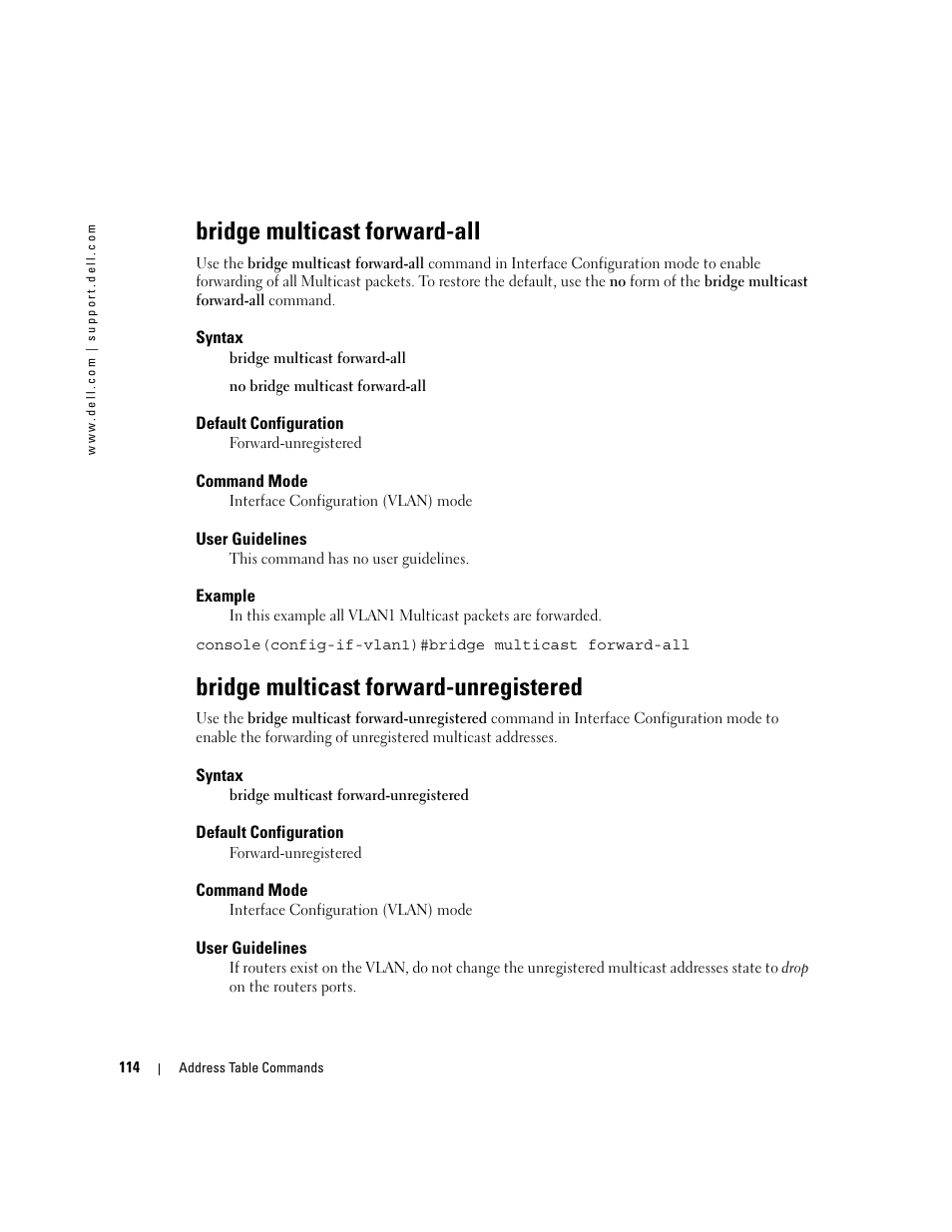 Bridge multicast forward-all, Bridge multicast forward-unregistered | Dell POWEREDGE M905 User Manual | Page 148 / 808