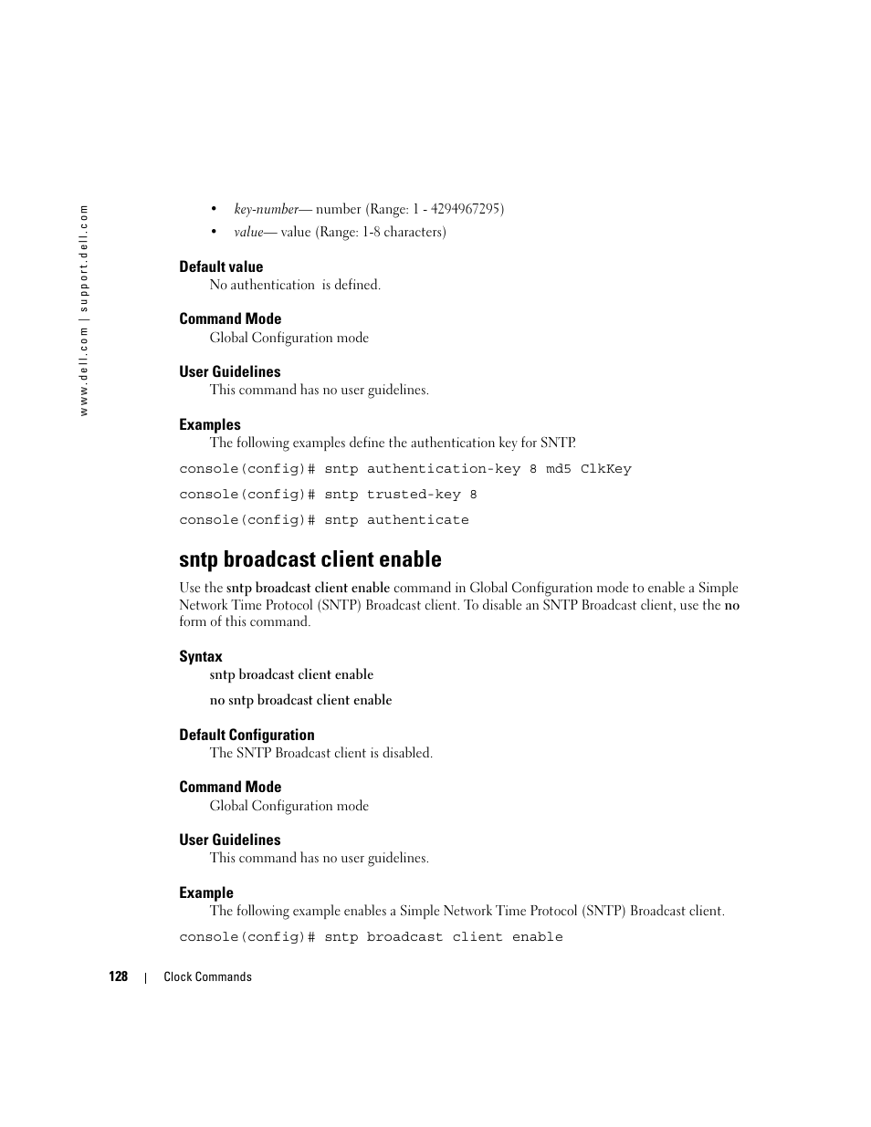 Sntp broadcast client enable | Dell POWEREDGE M905 User Manual | Page 162 / 808