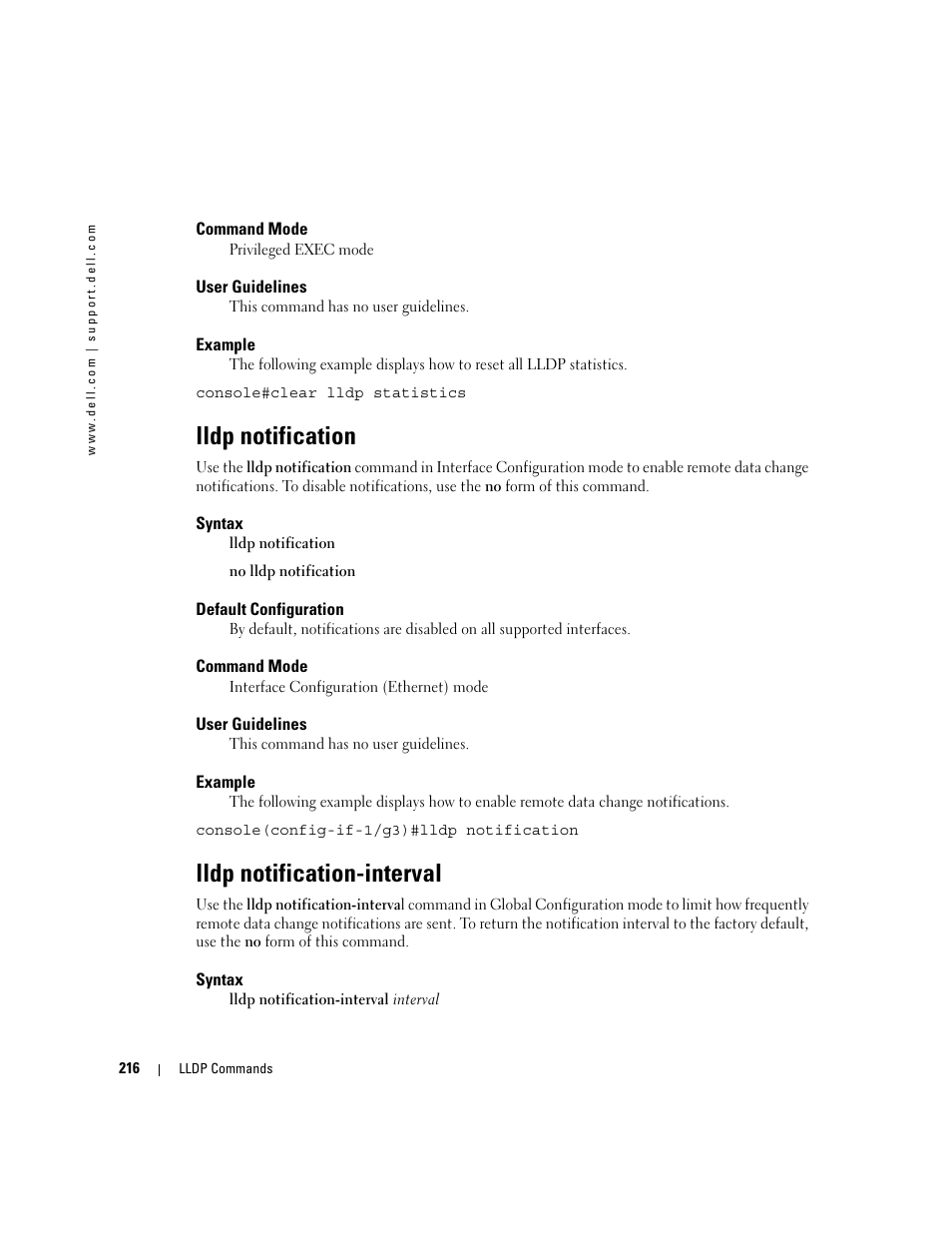 Lldp notification, Lldp notification-interval | Dell POWEREDGE M905 User Manual | Page 244 / 808
