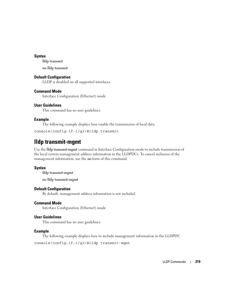 Lldp transmit-mgmt | Dell POWEREDGE M905 User Manual | Page 247 / 808