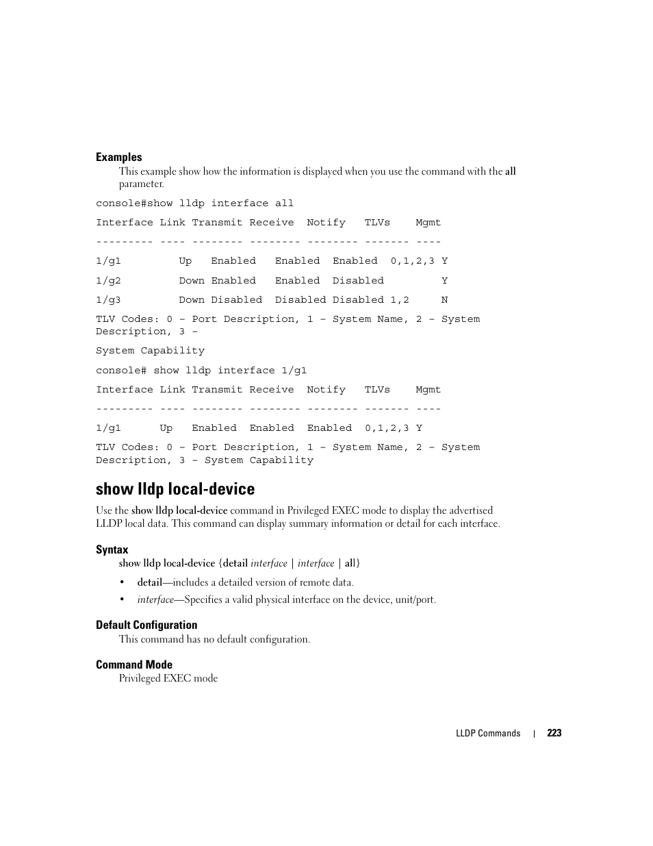 Show lldp local-device | Dell POWEREDGE M905 User Manual | Page 251 / 808