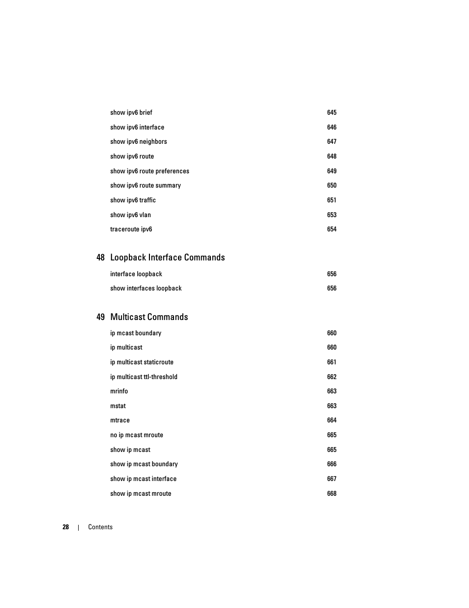 48 loopback interface commands, 49 multicast commands | Dell POWEREDGE M905 User Manual | Page 30 / 808