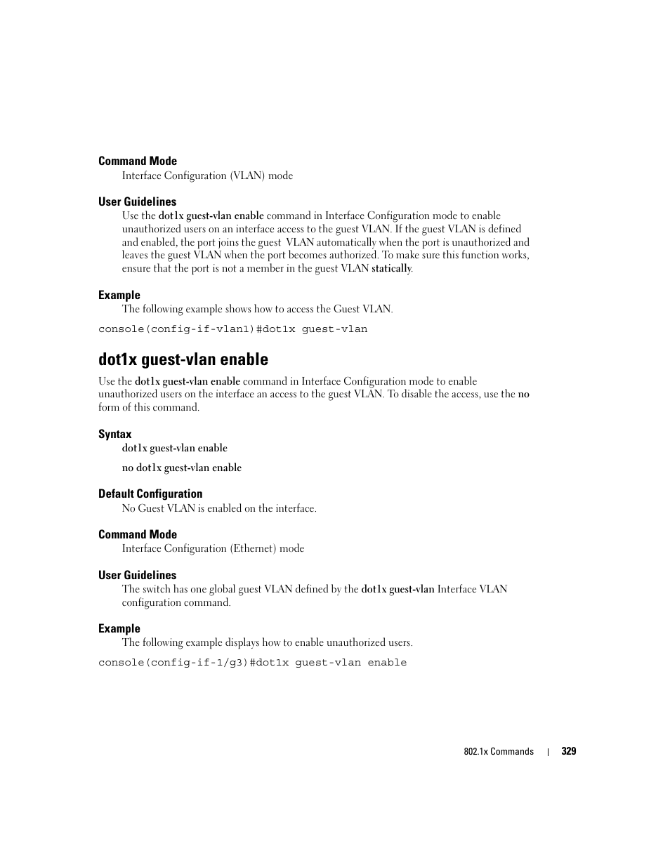 Dot1x guest-vlan enable | Dell POWEREDGE M905 User Manual | Page 345 / 808