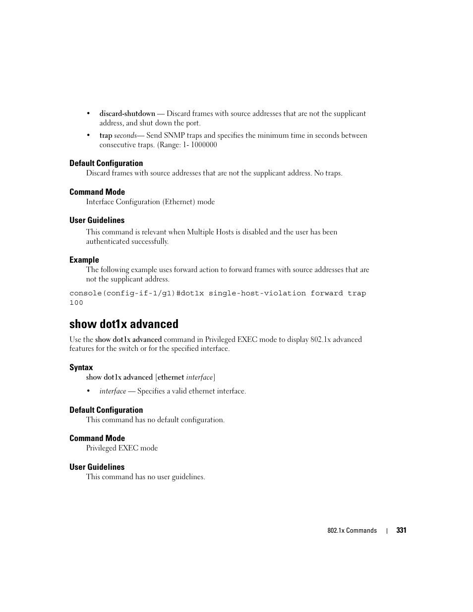 Show dot1x advanced | Dell POWEREDGE M905 User Manual | Page 347 / 808