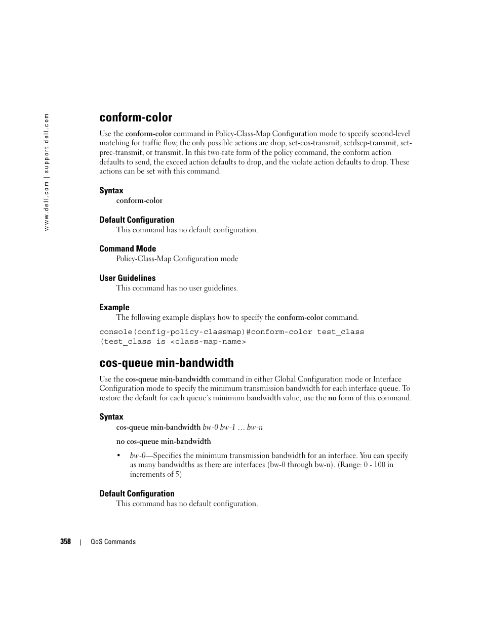Conform-color, Cos-queue min-bandwidth | Dell POWEREDGE M905 User Manual | Page 370 / 808