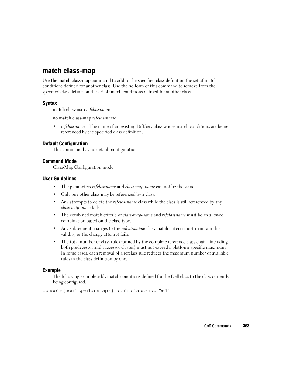 Match class-map | Dell POWEREDGE M905 User Manual | Page 375 / 808