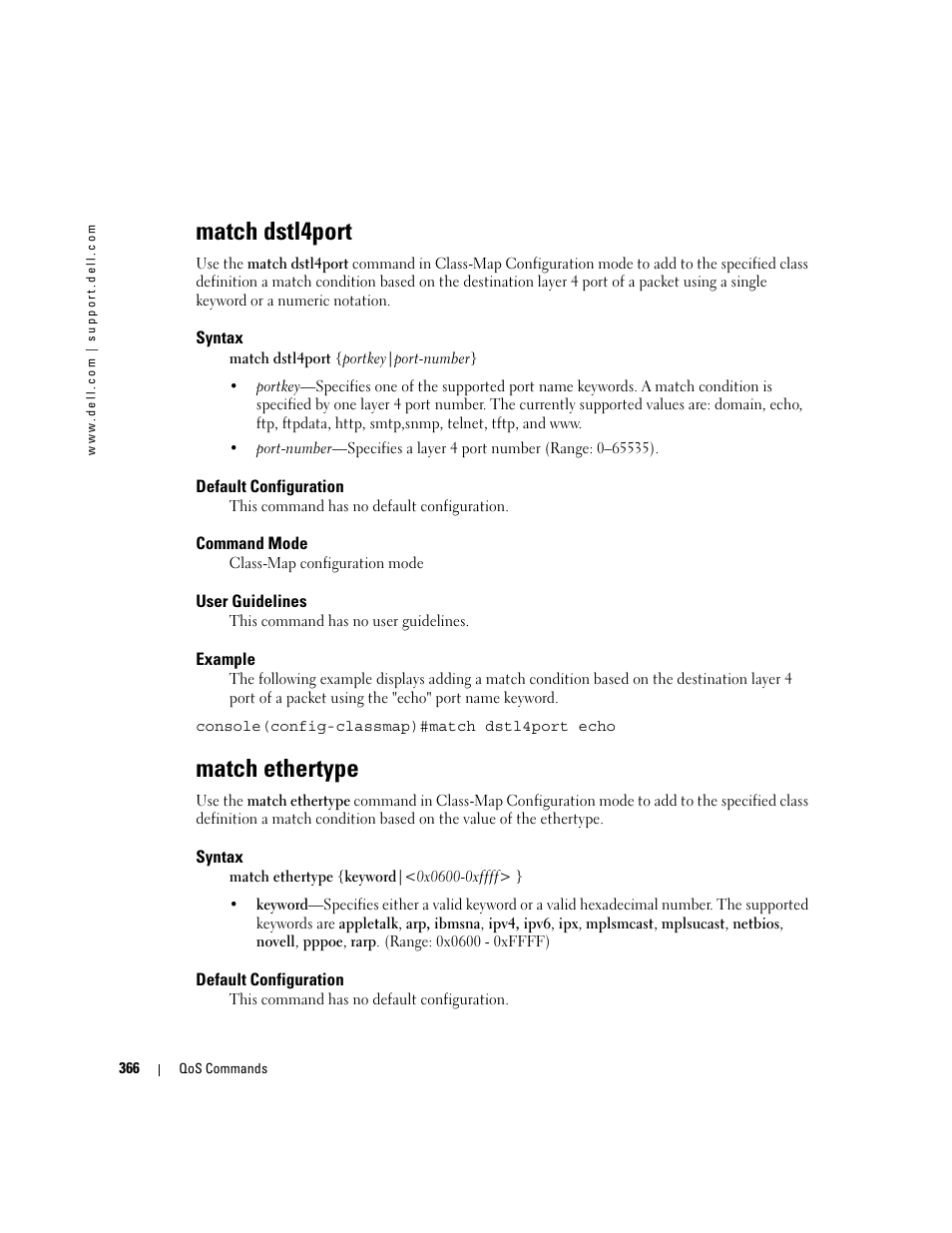 Match dstl4port, Match ethertype | Dell POWEREDGE M905 User Manual | Page 378 / 808