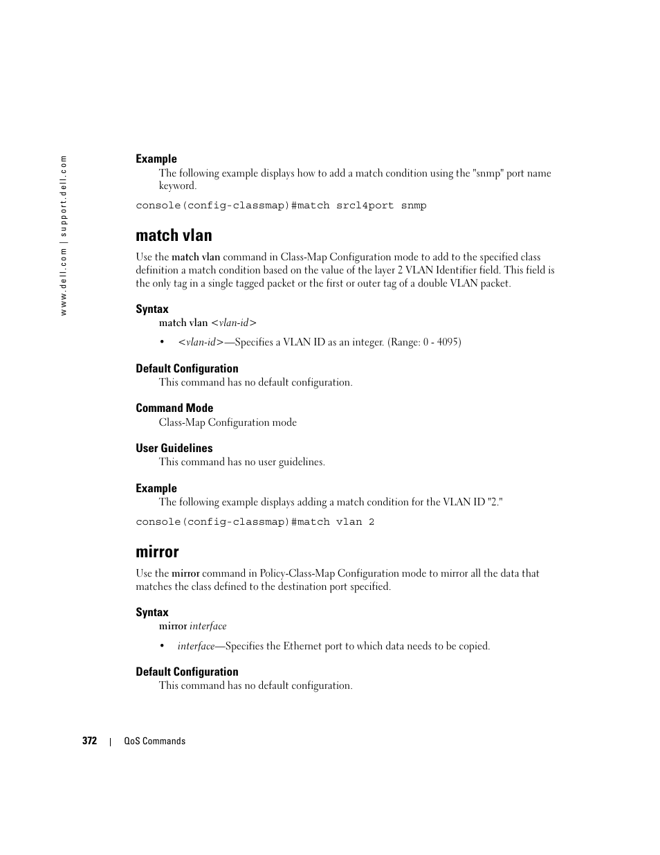 Match vlan, Mirror | Dell POWEREDGE M905 User Manual | Page 384 / 808