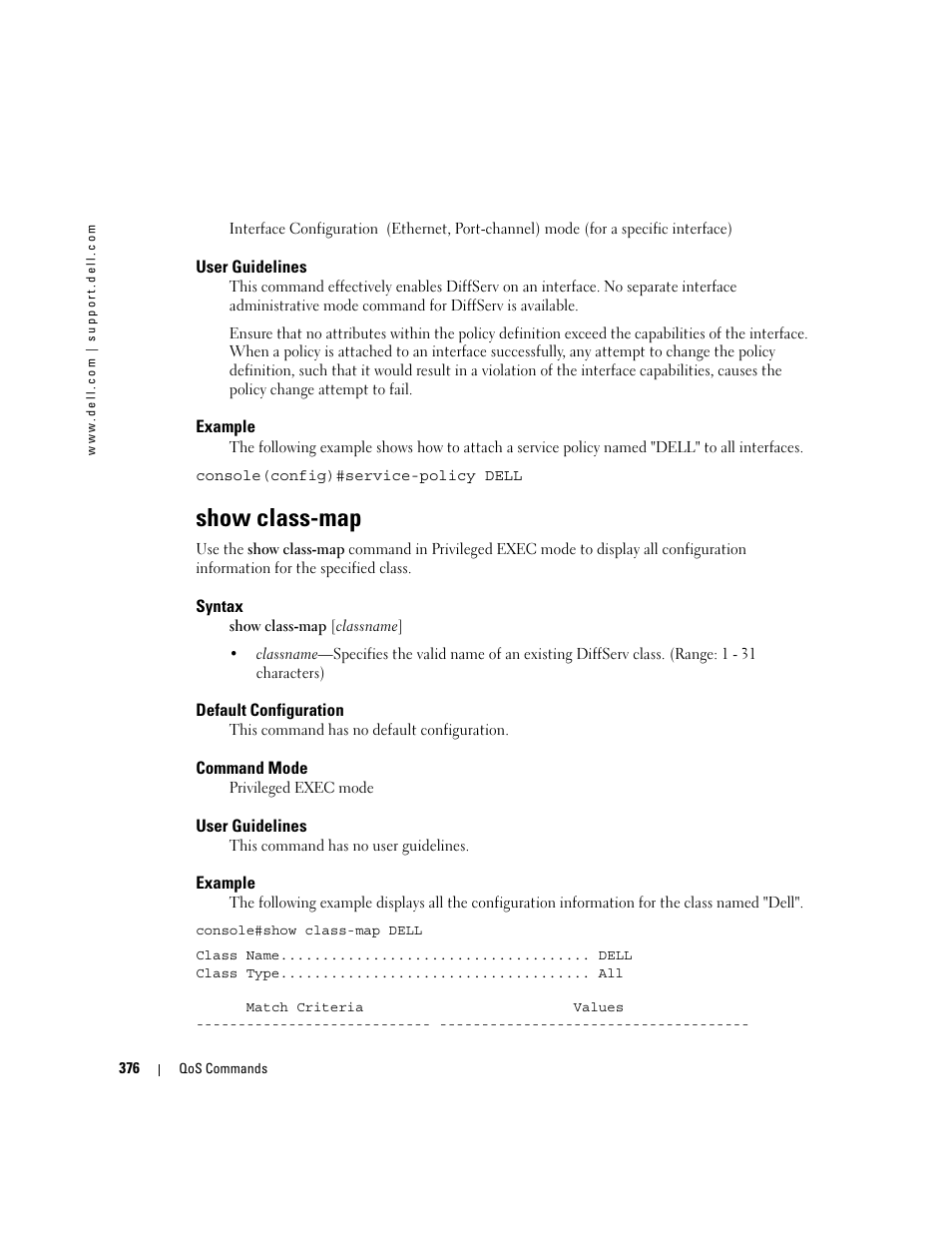 Show class-map | Dell POWEREDGE M905 User Manual | Page 388 / 808