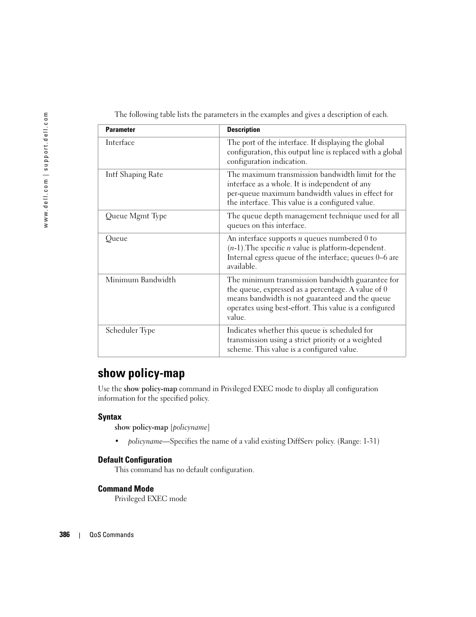 Show policy-map | Dell POWEREDGE M905 User Manual | Page 398 / 808