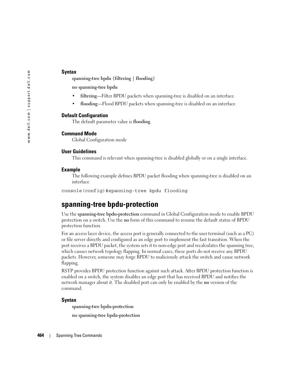 Spanning-tree bpdu-protection | Dell POWEREDGE M905 User Manual | Page 472 / 808