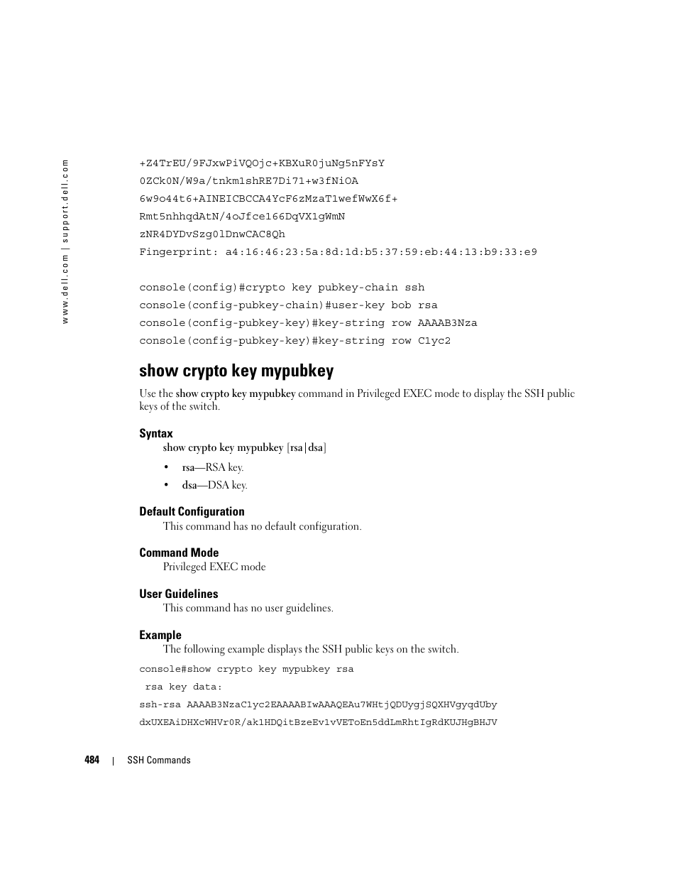 Show crypto key mypubkey | Dell POWEREDGE M905 User Manual | Page 490 / 808