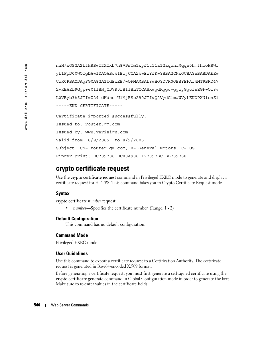 Crypto certificate request | Dell POWEREDGE M905 User Manual | Page 546 / 808