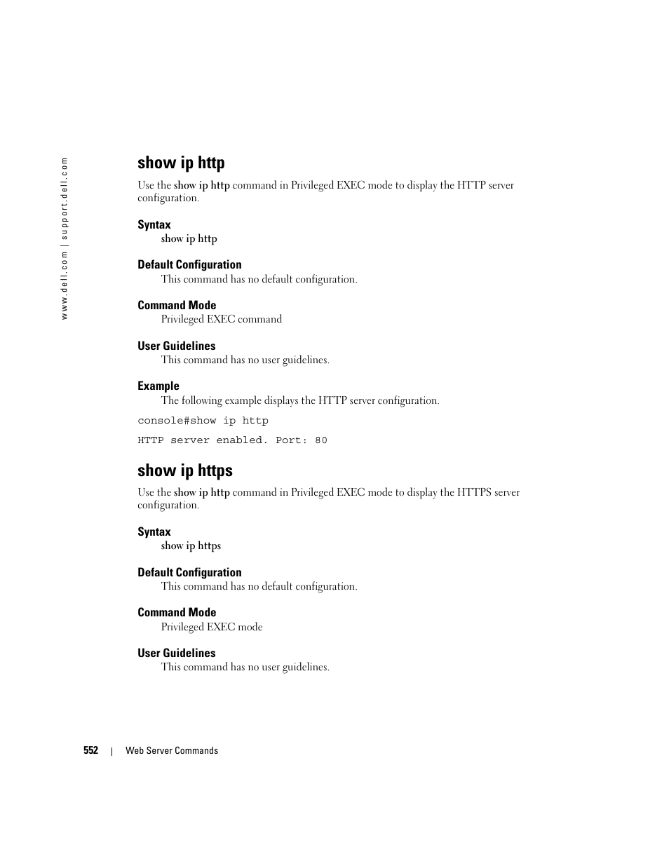 Show ip http, Show ip https | Dell POWEREDGE M905 User Manual | Page 554 / 808