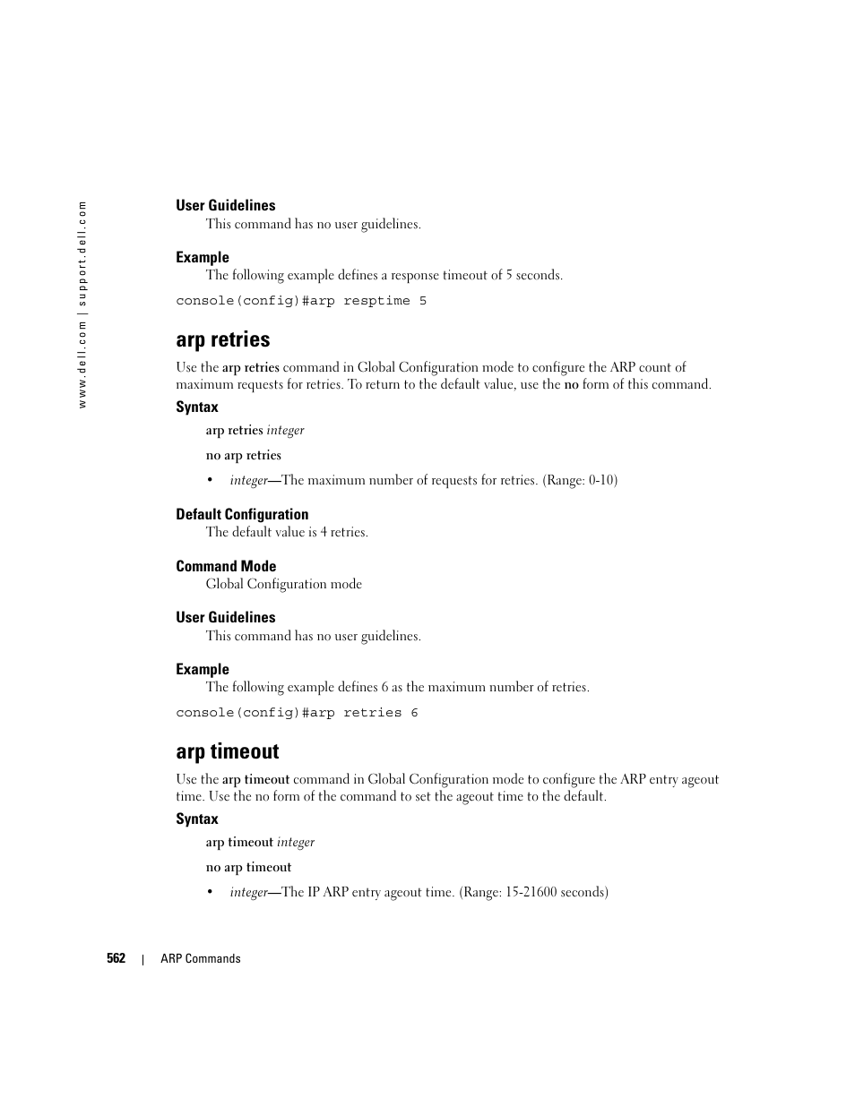 Arp retries, Arp timeout | Dell POWEREDGE M905 User Manual | Page 562 / 808