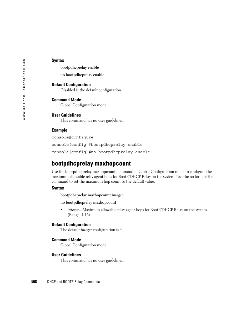 Bootpdhcprelay maxhopcount | Dell POWEREDGE M905 User Manual | Page 568 / 808