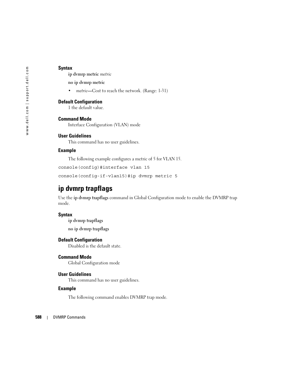 Ip dvmrp trapflags | Dell POWEREDGE M905 User Manual | Page 586 / 808