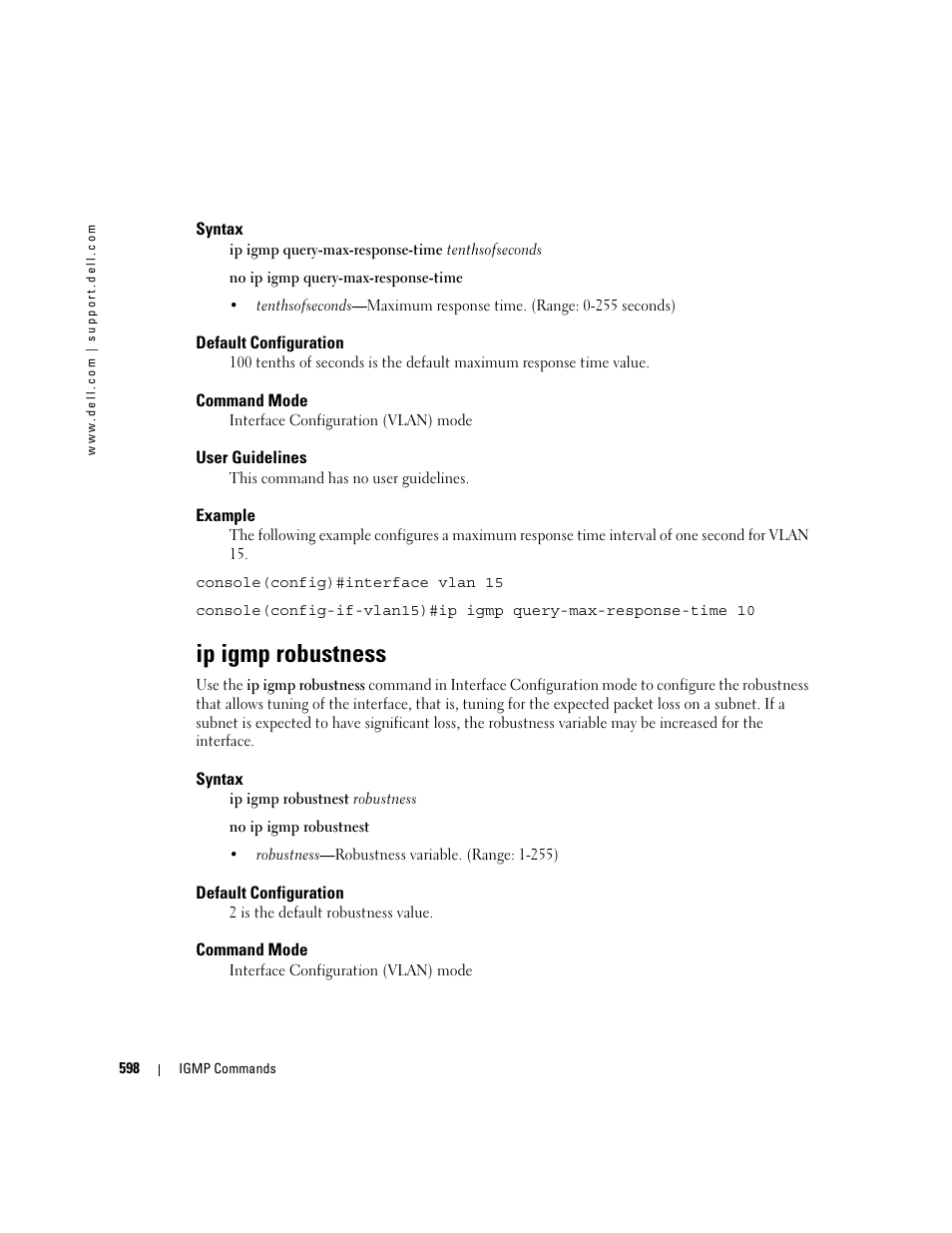 Ip igmp robustness | Dell POWEREDGE M905 User Manual | Page 594 / 808