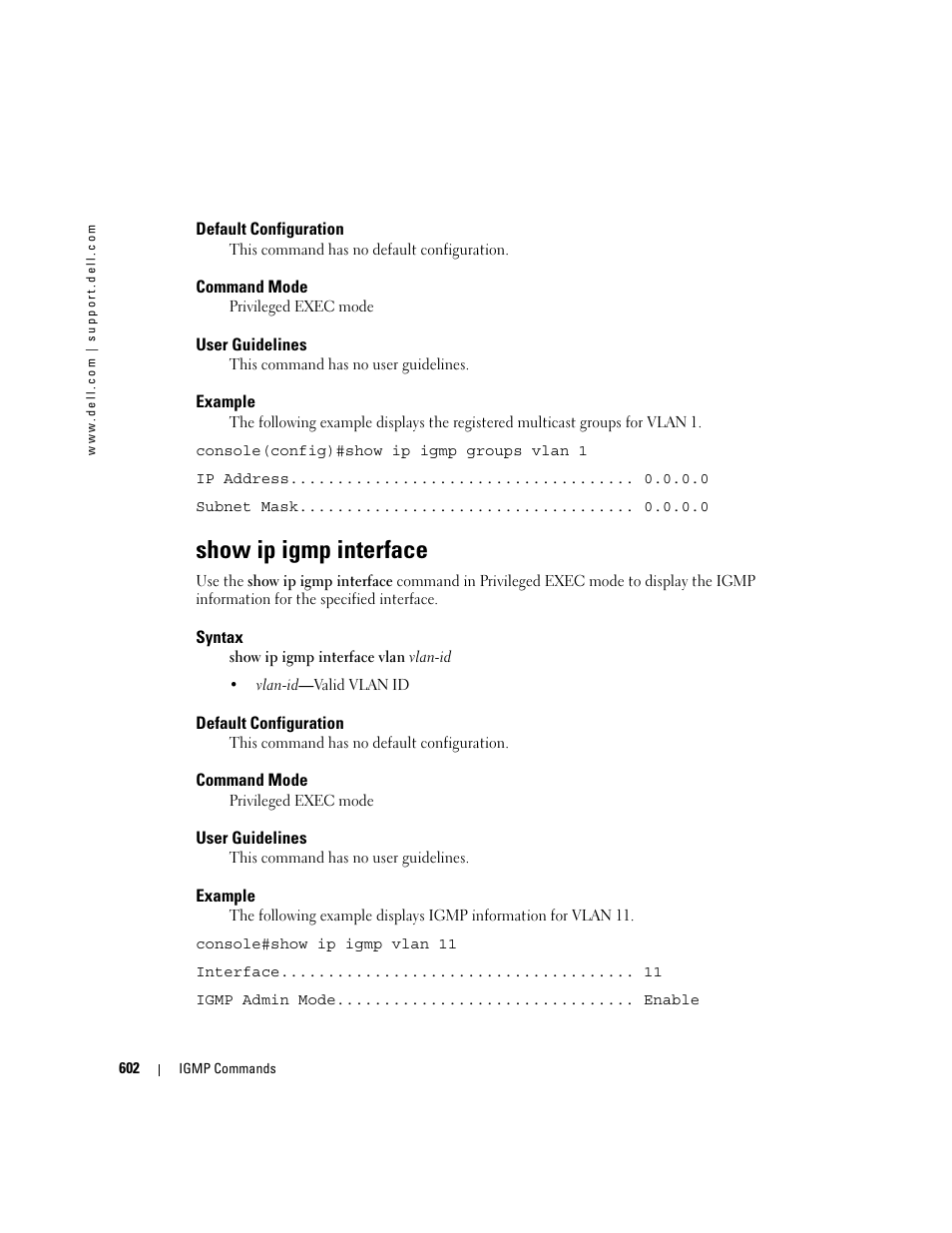 Show ip igmp interface | Dell POWEREDGE M905 User Manual | Page 598 / 808