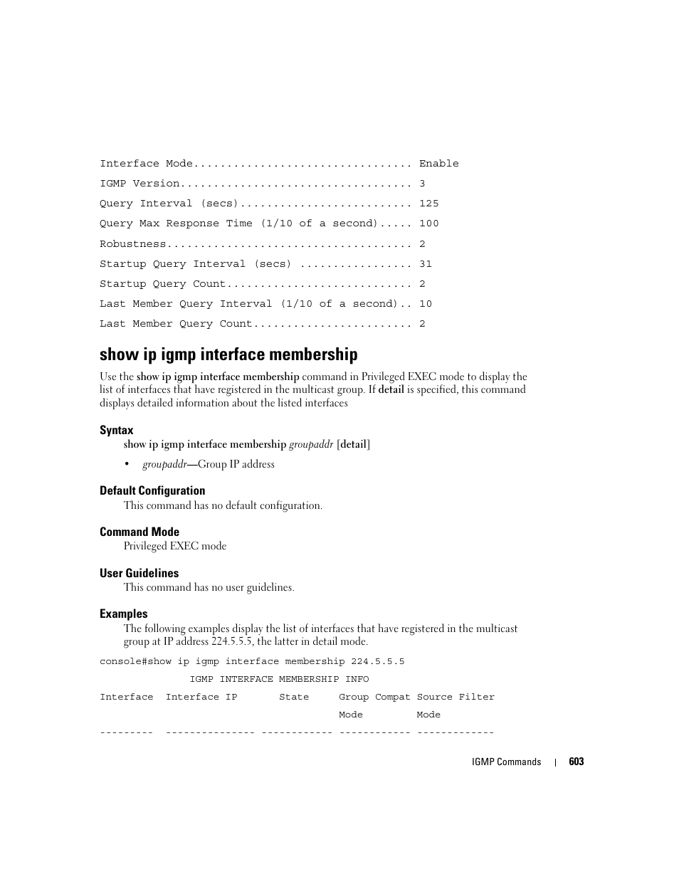 Show ip igmp interface membership | Dell POWEREDGE M905 User Manual | Page 599 / 808