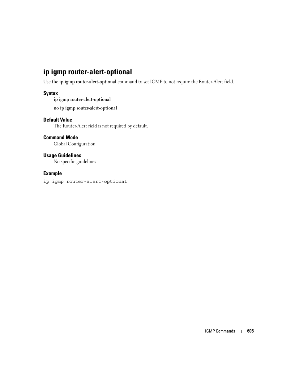 Ip igmp router-alert-optional | Dell POWEREDGE M905 User Manual | Page 601 / 808