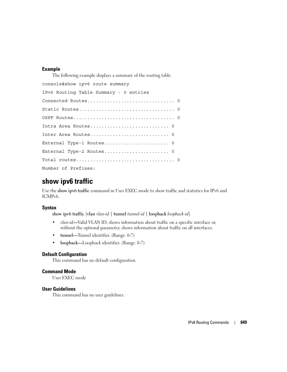 Show ipv6 traffic | Dell POWEREDGE M905 User Manual | Page 645 / 808