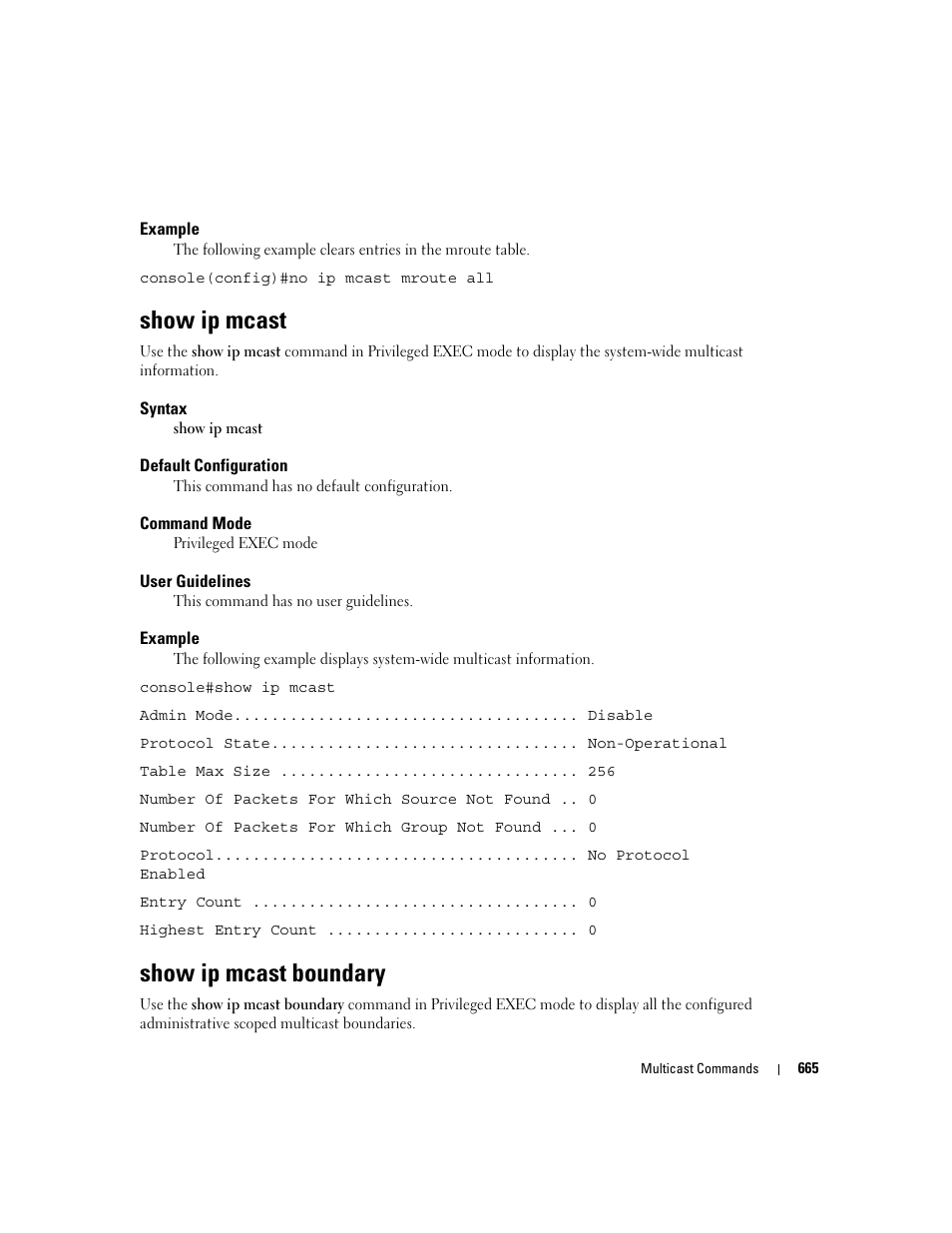 Show ip mcast, Show ip mcast boundary | Dell POWEREDGE M905 User Manual | Page 659 / 808
