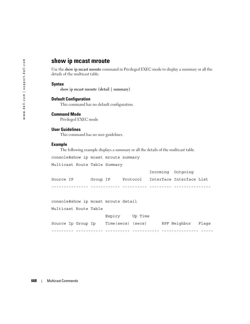 Show ip mcast mroute | Dell POWEREDGE M905 User Manual | Page 662 / 808