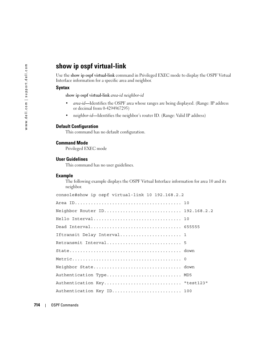 Show ip ospf virtual-link | Dell POWEREDGE M905 User Manual | Page 708 / 808