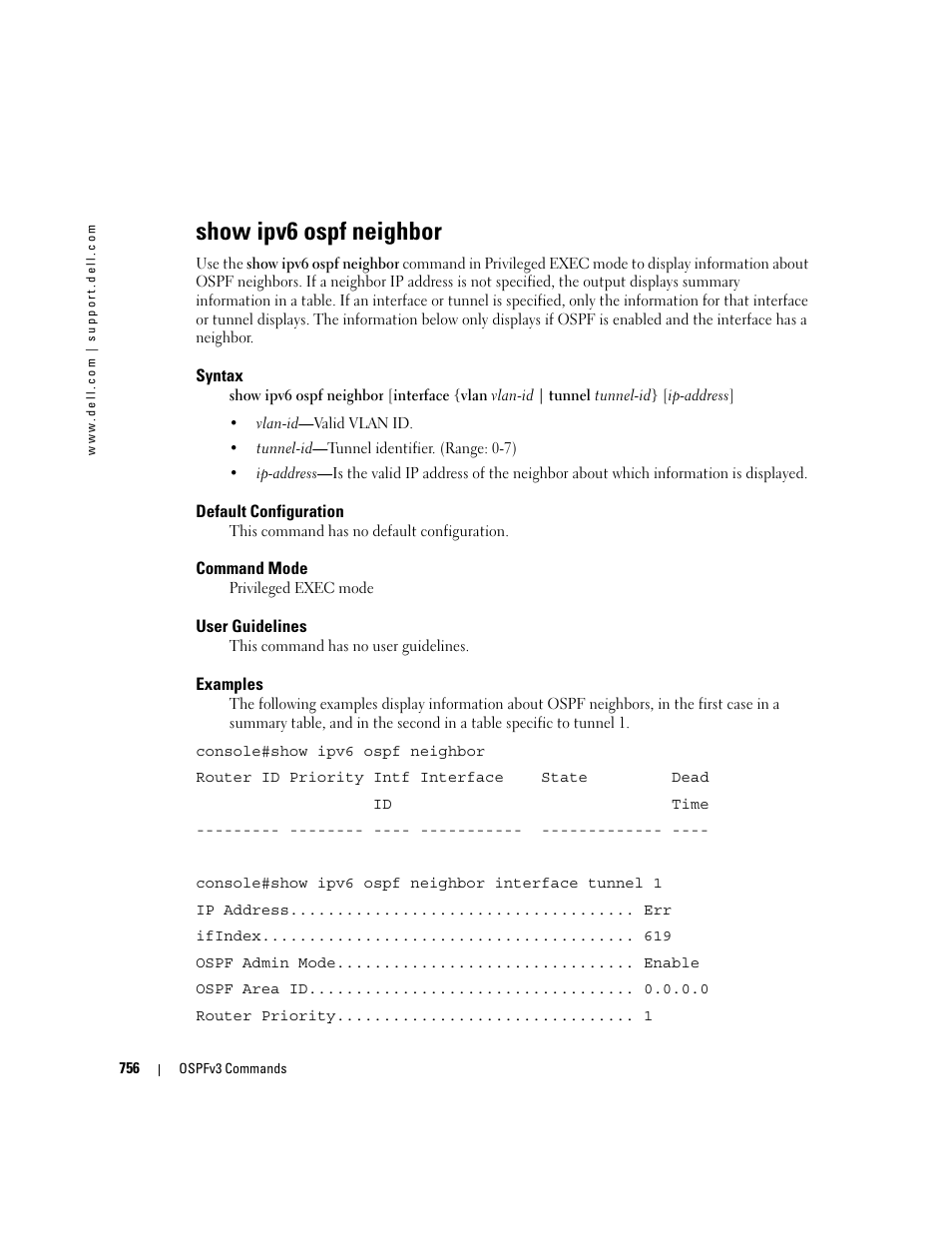 Show ipv6 ospf neighbor | Dell POWEREDGE M905 User Manual | Page 750 / 808