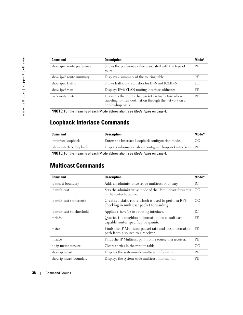 Loopback interface commands, Multicast commands, Loopback interface commands multicast commands | Dell POWEREDGE M905 User Manual | Page 76 / 808