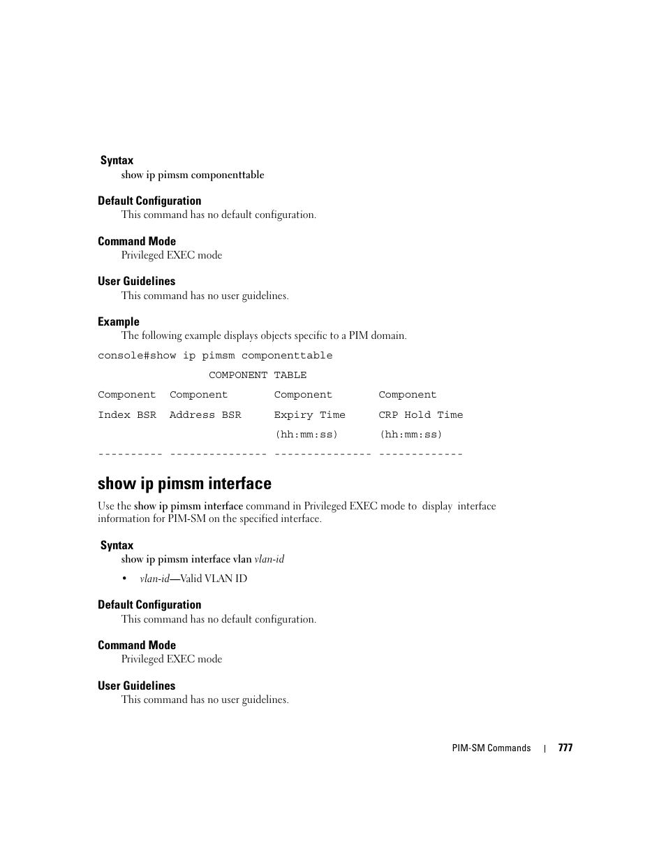 Show ip pimsm interface | Dell POWEREDGE M905 User Manual | Page 769 / 808