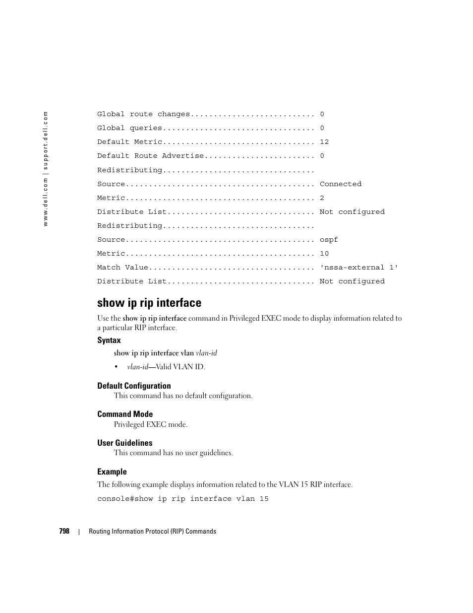 Show ip rip interface | Dell POWEREDGE M905 User Manual | Page 790 / 808