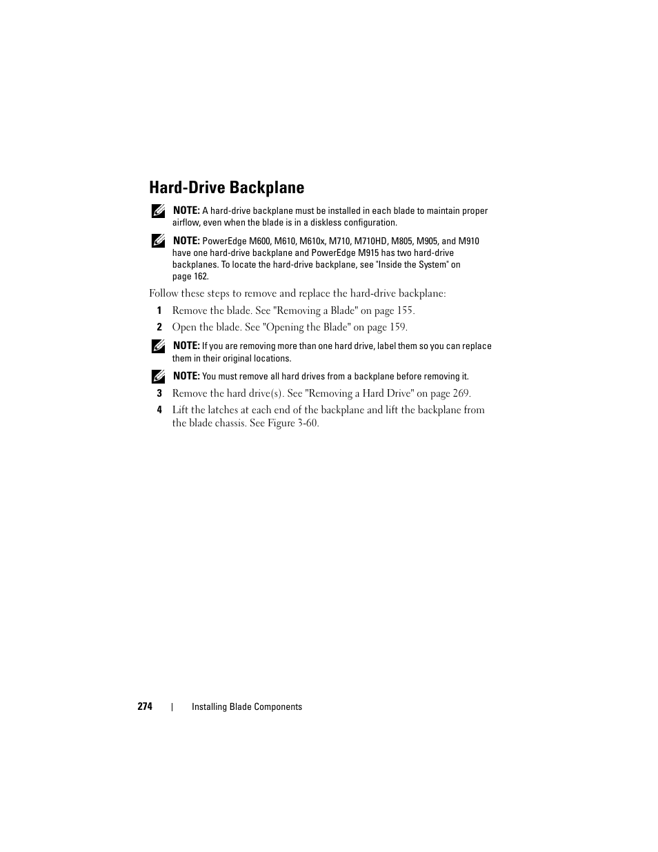 Hard-drive backplane | Dell POWEREDGE M915 User Manual | Page 274 / 368