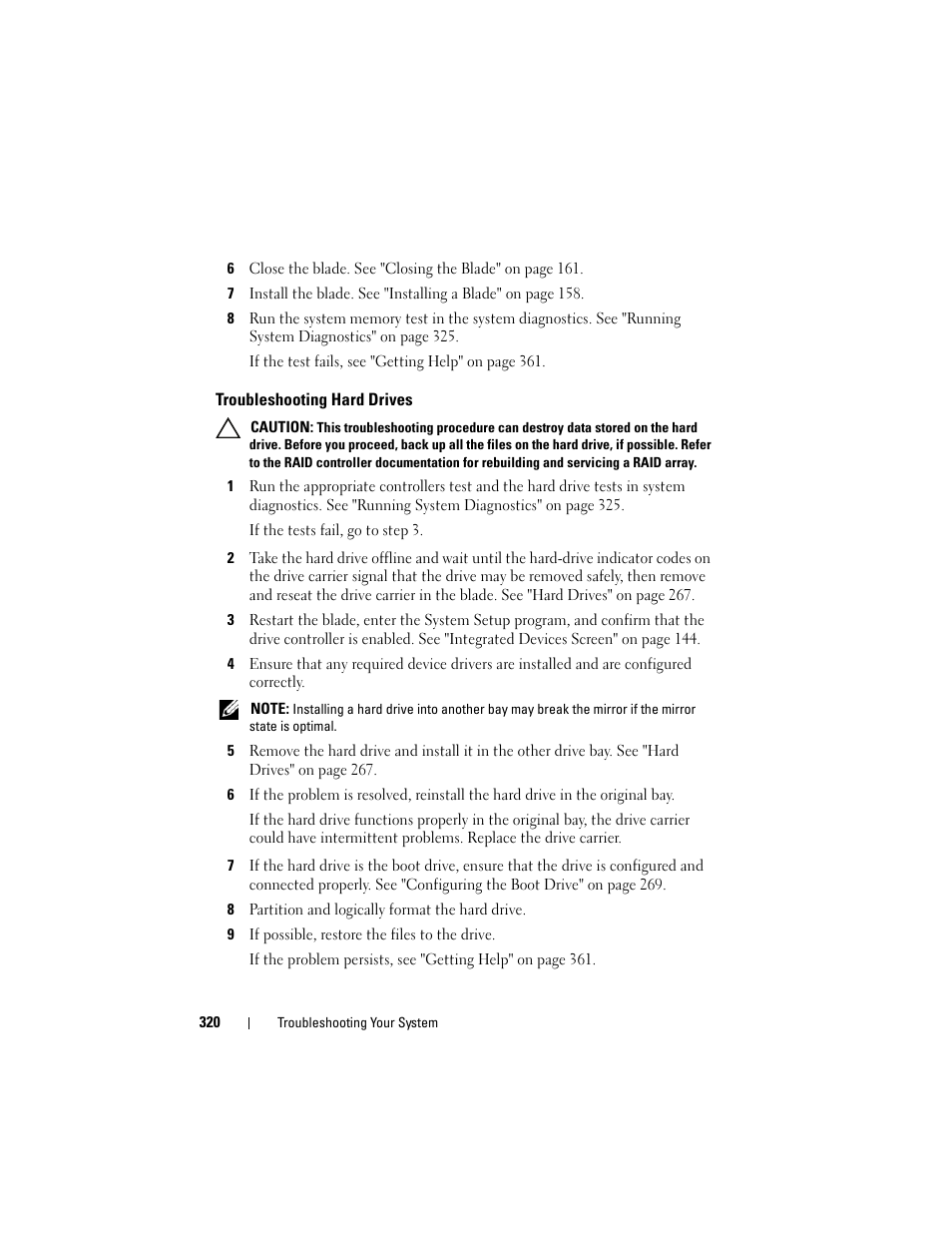 Troubleshooting hard drives, See "troubleshooting, Troubleshooting hard | To step 8 | Dell POWEREDGE M915 User Manual | Page 320 / 368