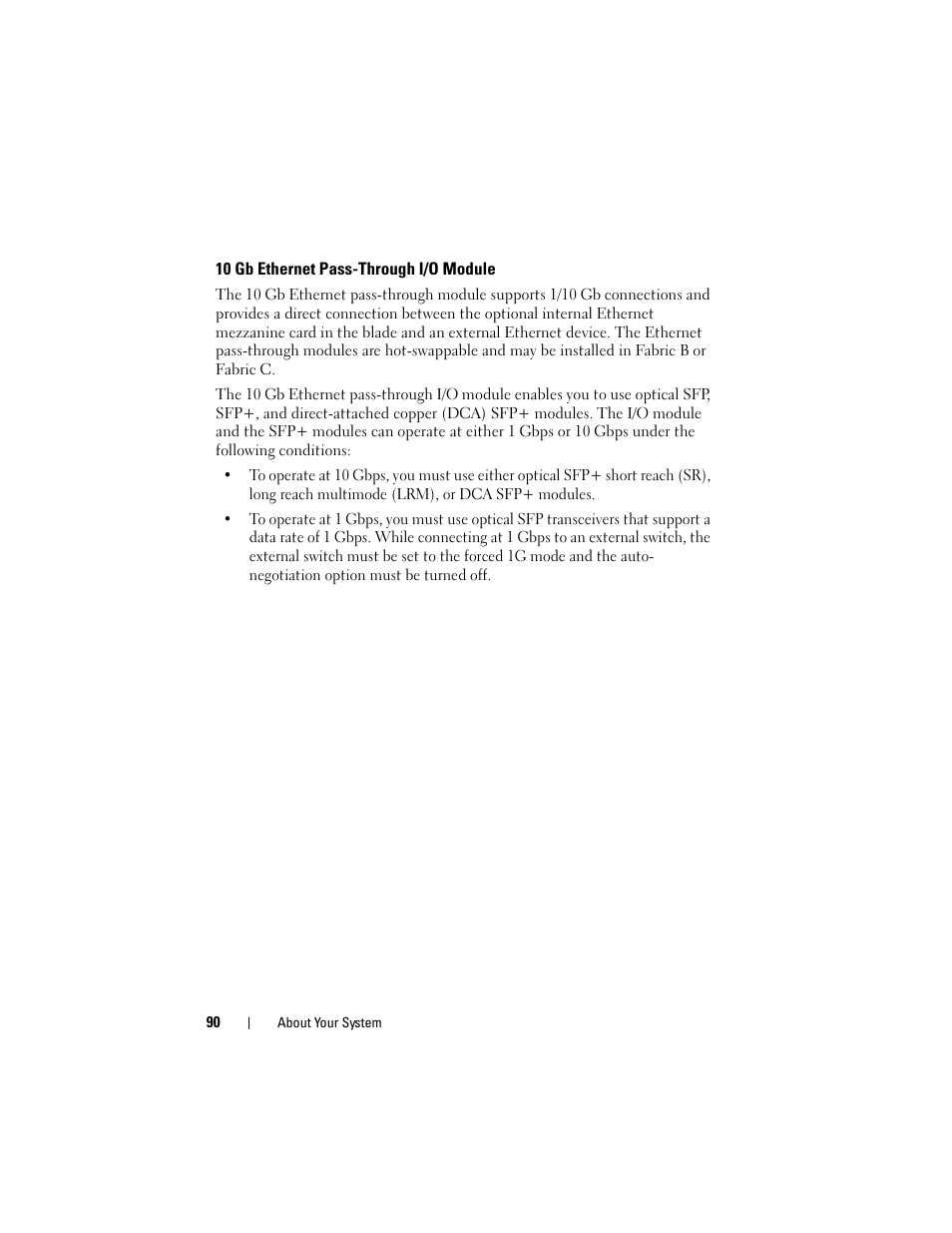 10 gb ethernet pass-through i/o module | Dell POWEREDGE M915 User Manual | Page 90 / 368