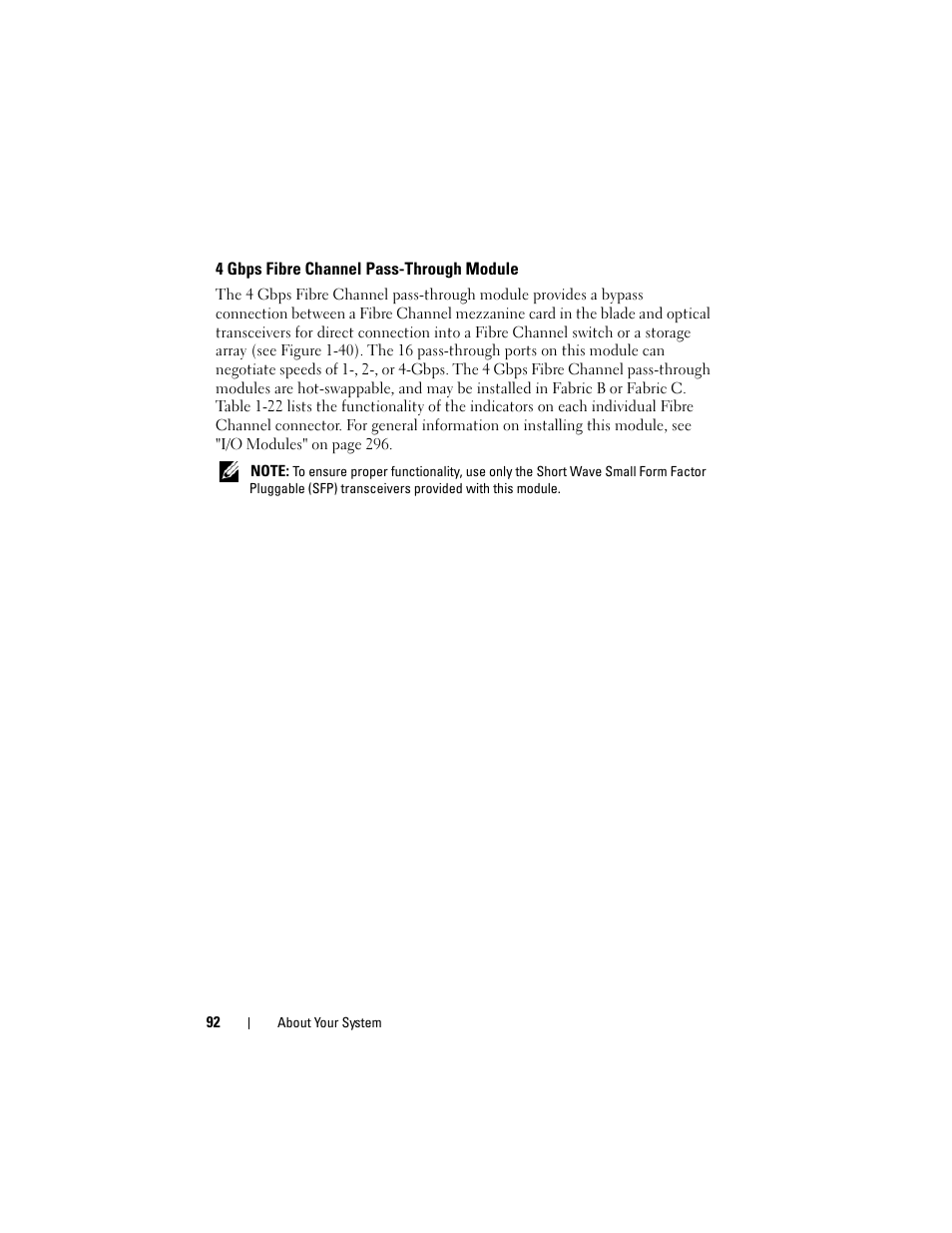 4 gbps fibre channel pass-through module | Dell POWEREDGE M915 User Manual | Page 92 / 368