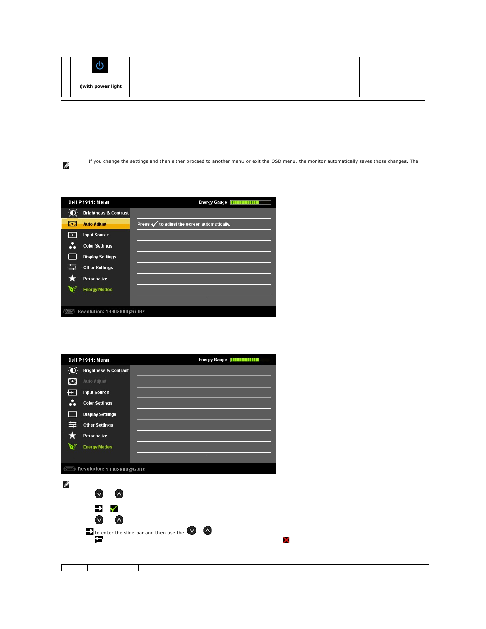 Using the on-screen display (osd) menu, Accessing the menu system | Dell P1911 Monitor User Manual | Page 17 / 38