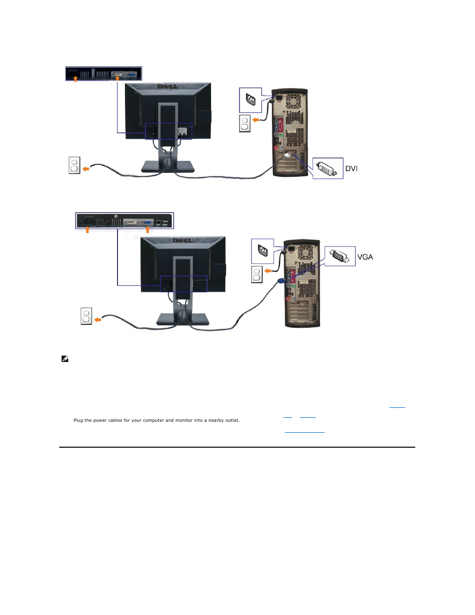 Organizing your cables, Connecting the blue vga cable, Connecting the usb cable | Dell P1911 Monitor User Manual | Page 32 / 38