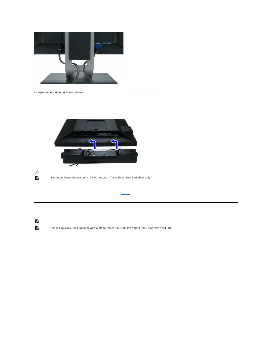 Attaching the soundbar (optional), Removing the stand, Attaching the dell soundbar | Dell P1911 Monitor User Manual | Page 33 / 38