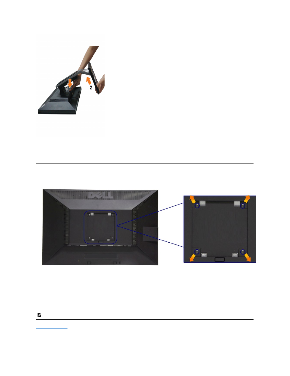 Wall mounting (optional) | Dell P1911 Monitor User Manual | Page 34 / 38