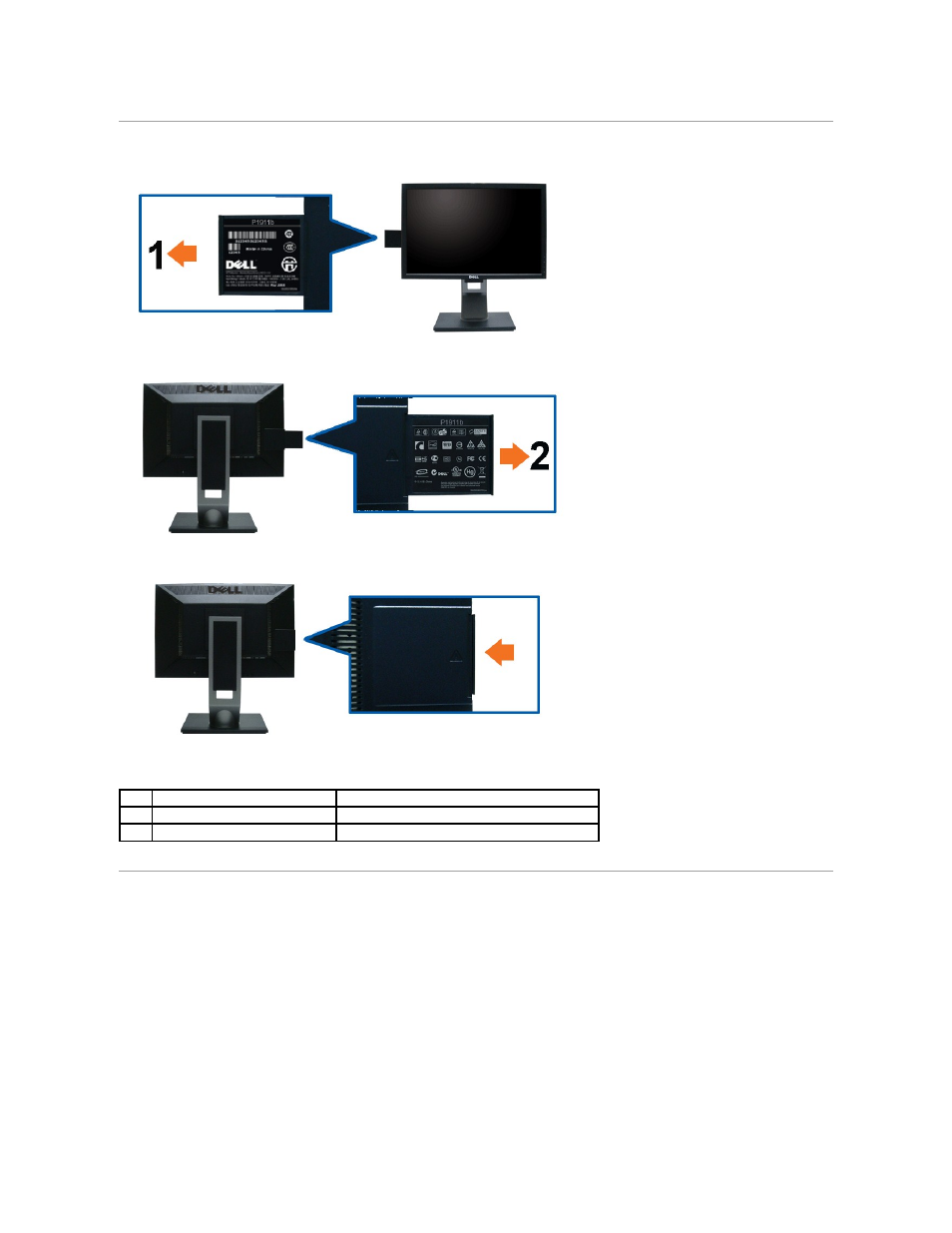 Label view, Side view | Dell P1911 Monitor User Manual | Page 5 / 38