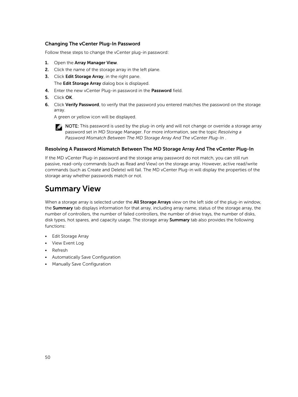 Summary view | Dell PowerVault MD3420 User Manual | Page 50 / 88
