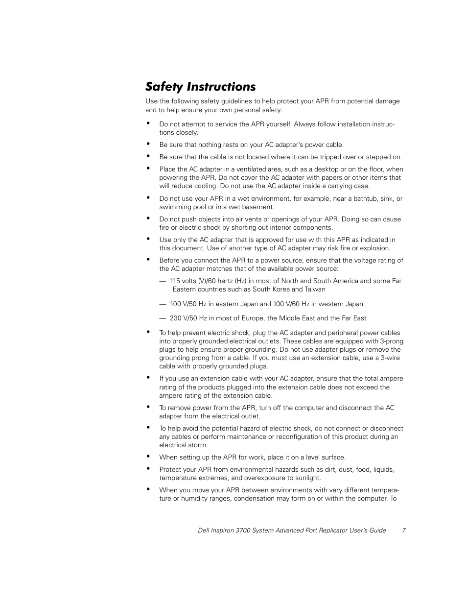 Safety instructions | Dell Inspiron 3700 User Manual | Page 11 / 32
