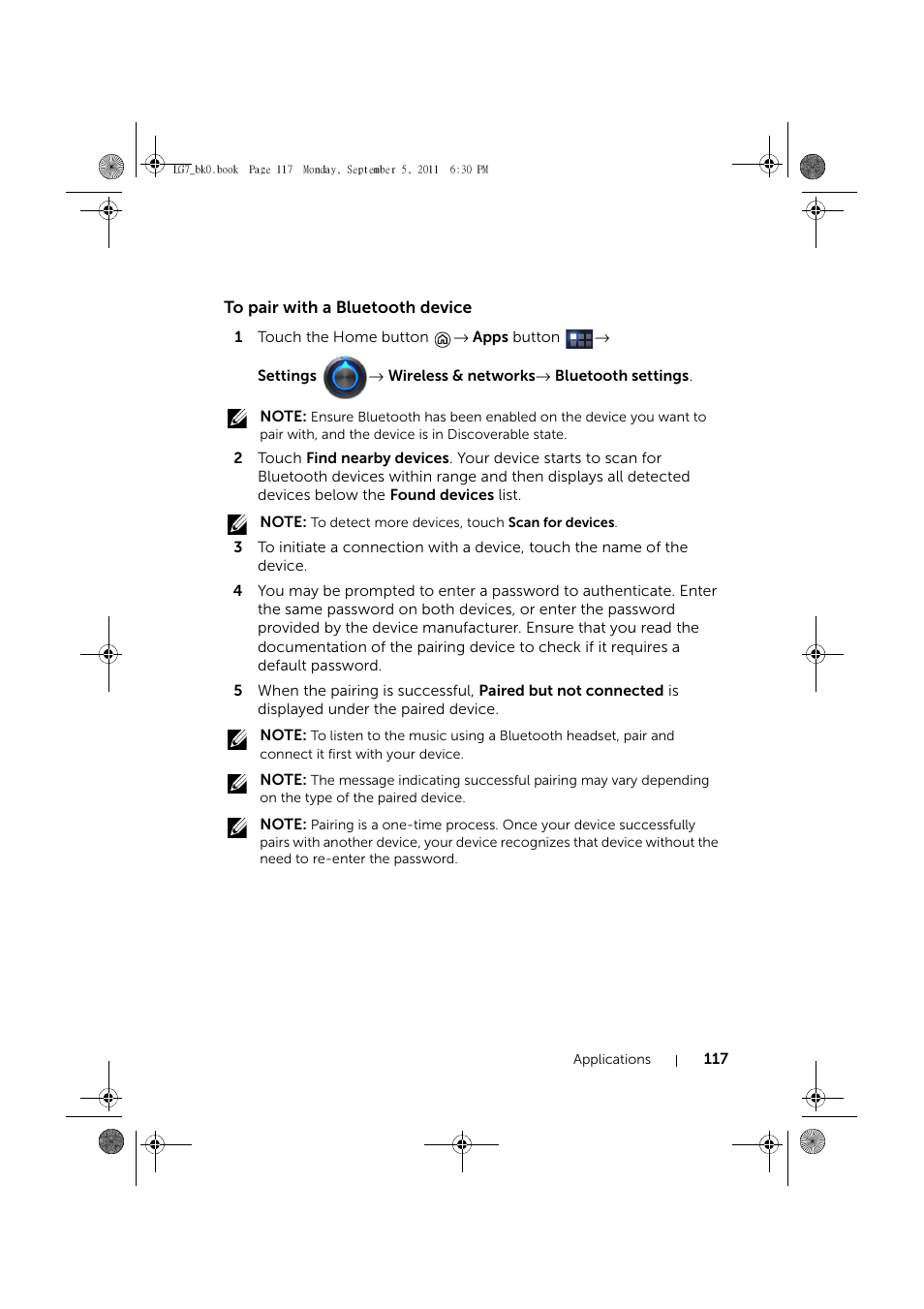 To pair with a bluetooth device | Dell Mobile Streak 7 Wifi Only User Manual | Page 117 / 142