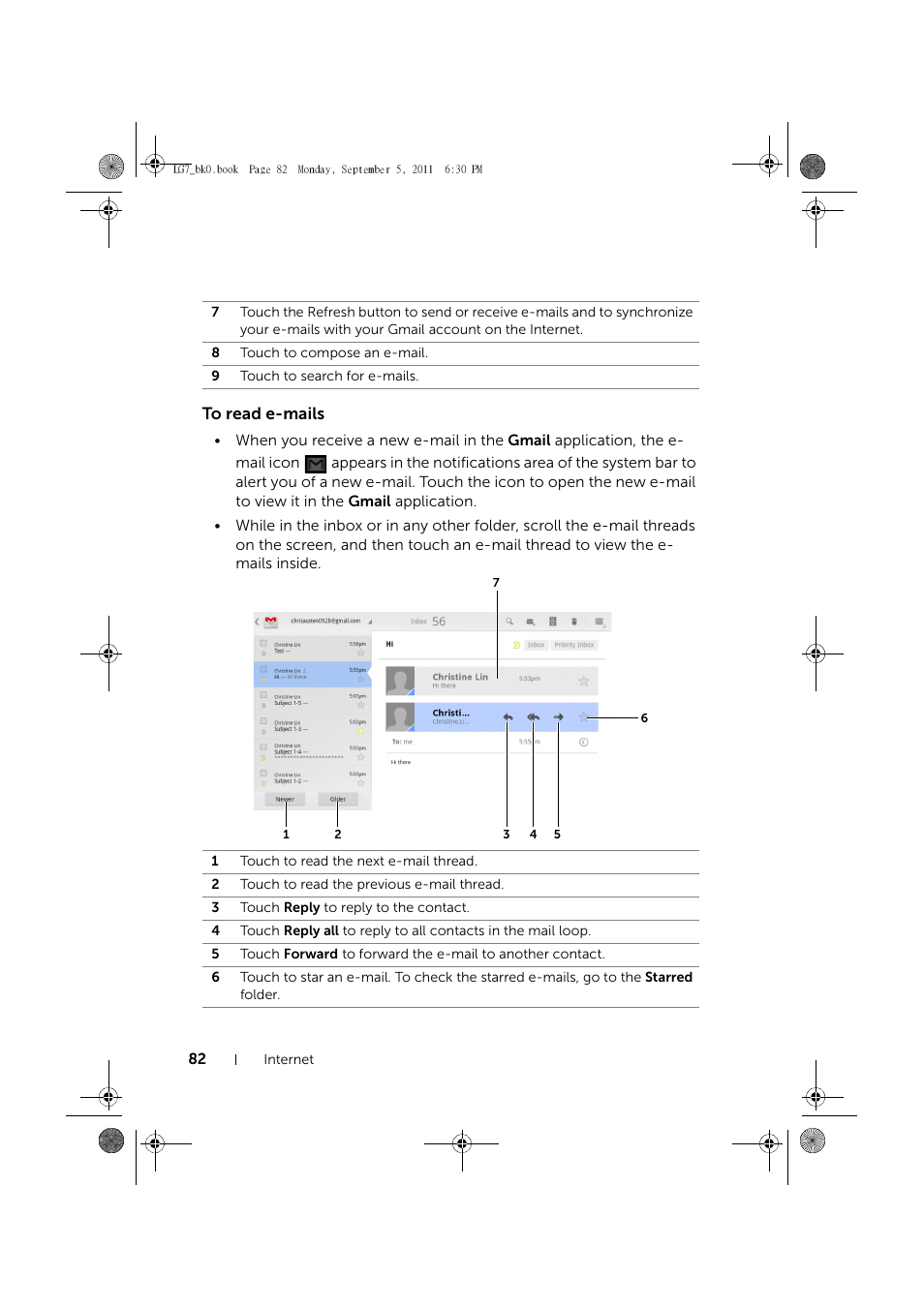 To read e-mails | Dell Mobile Streak 7 Wifi Only User Manual | Page 82 / 142