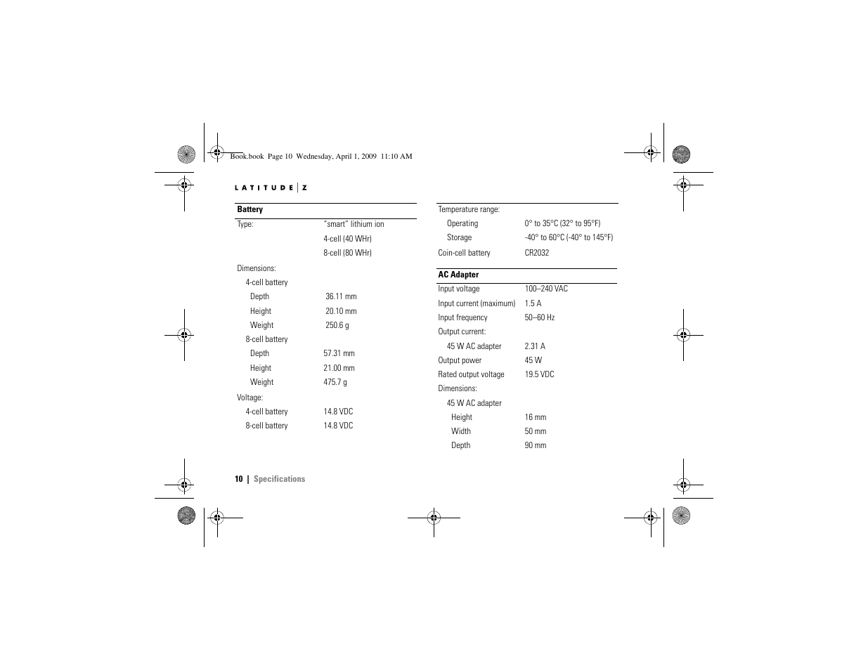 Dell Latitude Z (Late 2009) User Manual | Page 10 / 12