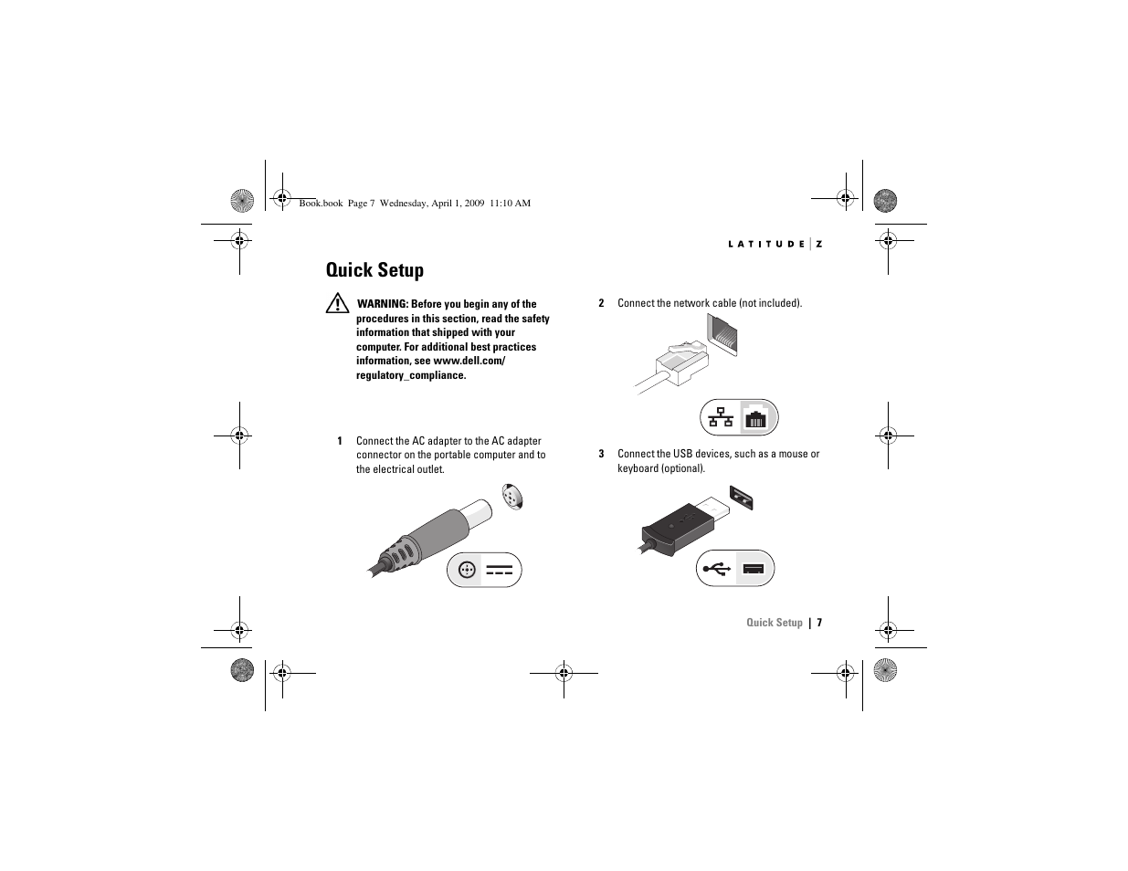 Quick setup | Dell Latitude Z (Late 2009) User Manual | Page 7 / 12